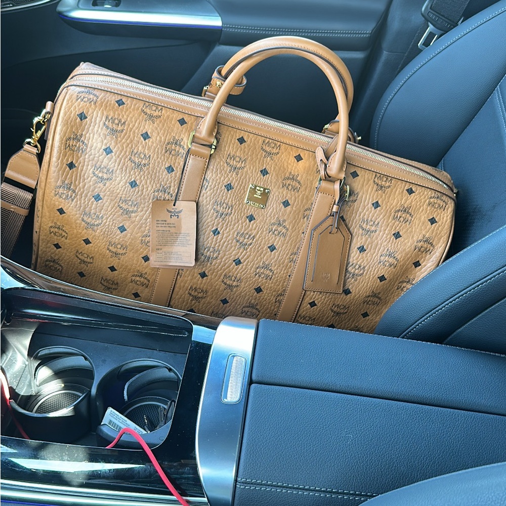 MCM Tan Visetos Duffel Bag